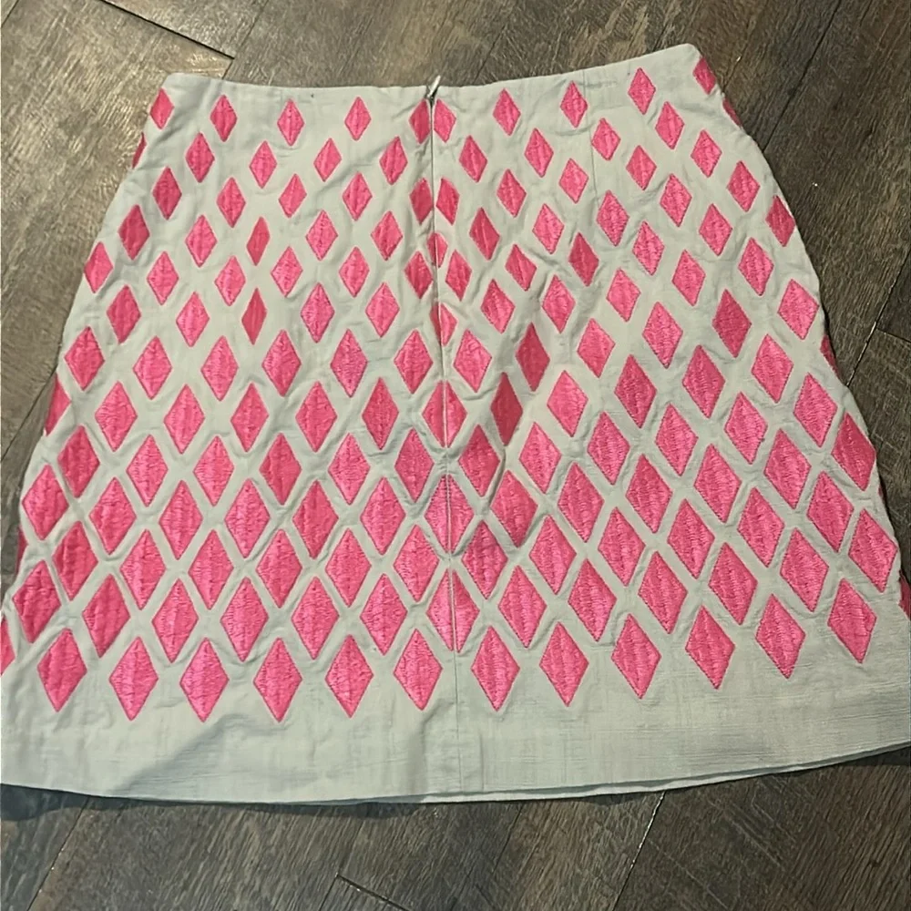Boden Pink Embroidered Diamond Mini Skirt Stone Geometric US 6P Petite‎